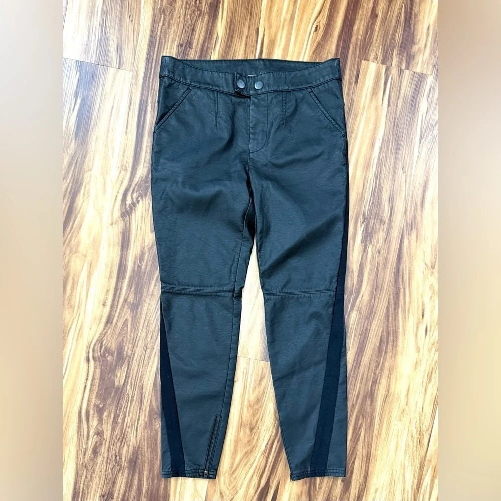 Free People Black Faux Leather Moto Pants